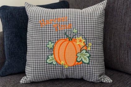 Pauline’s Photography Embroidered harvest time pumpkin pillow